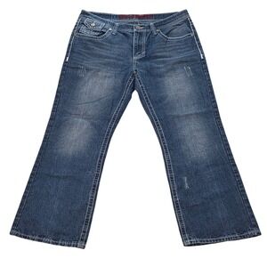 VTG Y2K Xtreme Couture Mens Jeans W36 L30‎ Bootcut Distressed Dark Wash *READ